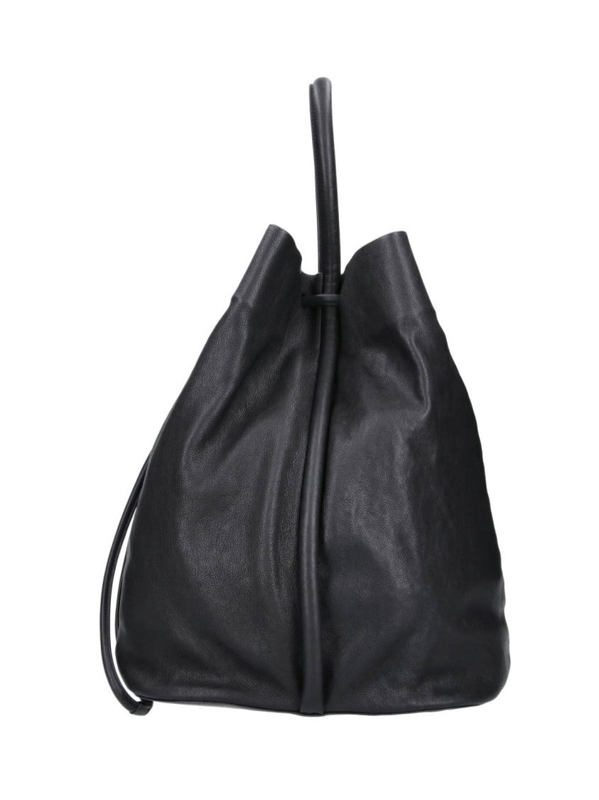 Uma Wang Bucket Bag In Soft Lambskin Leather With Drawstring Closure