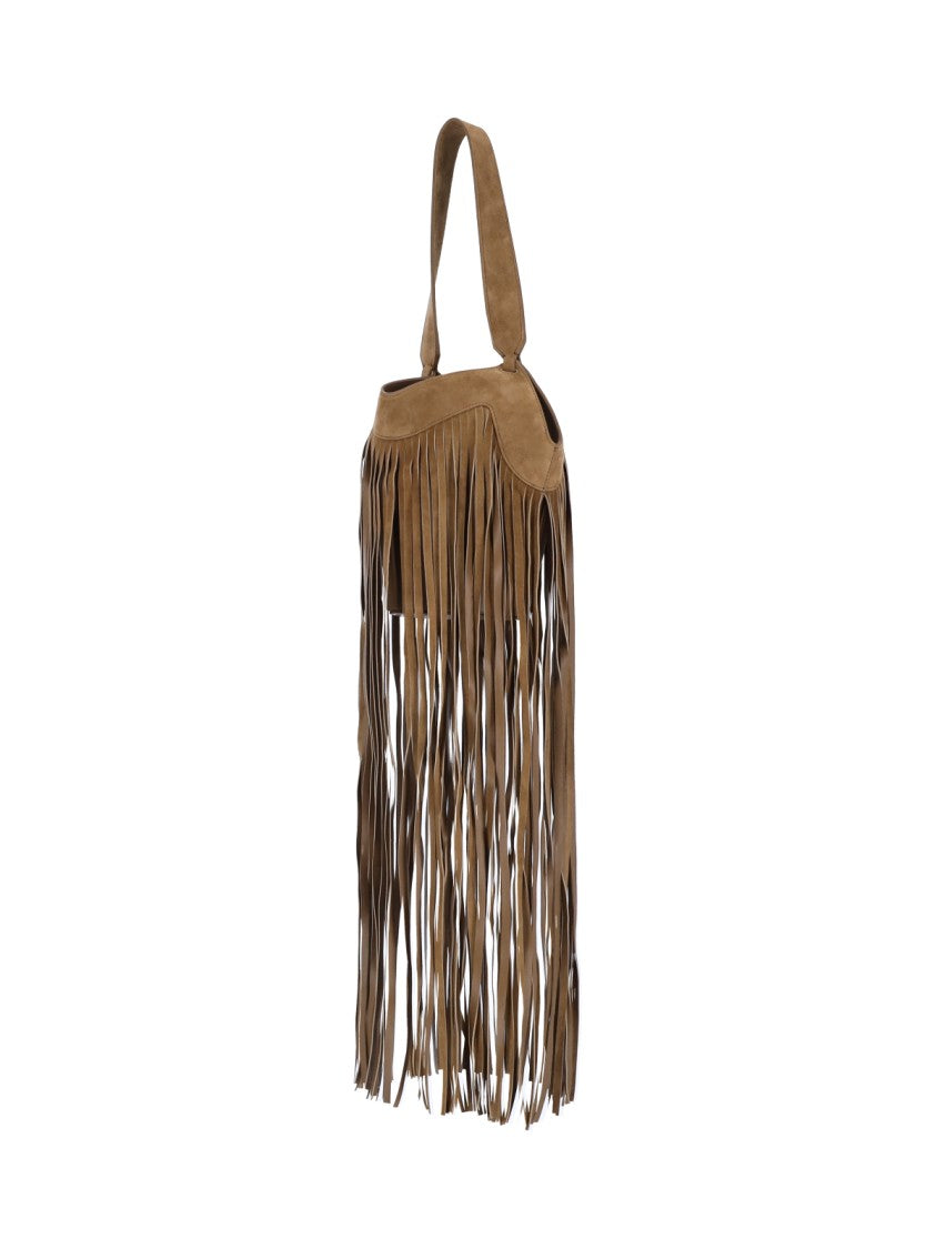 Khaite Fringe Tote Bag 'Lotus' In Brown Calf Suede