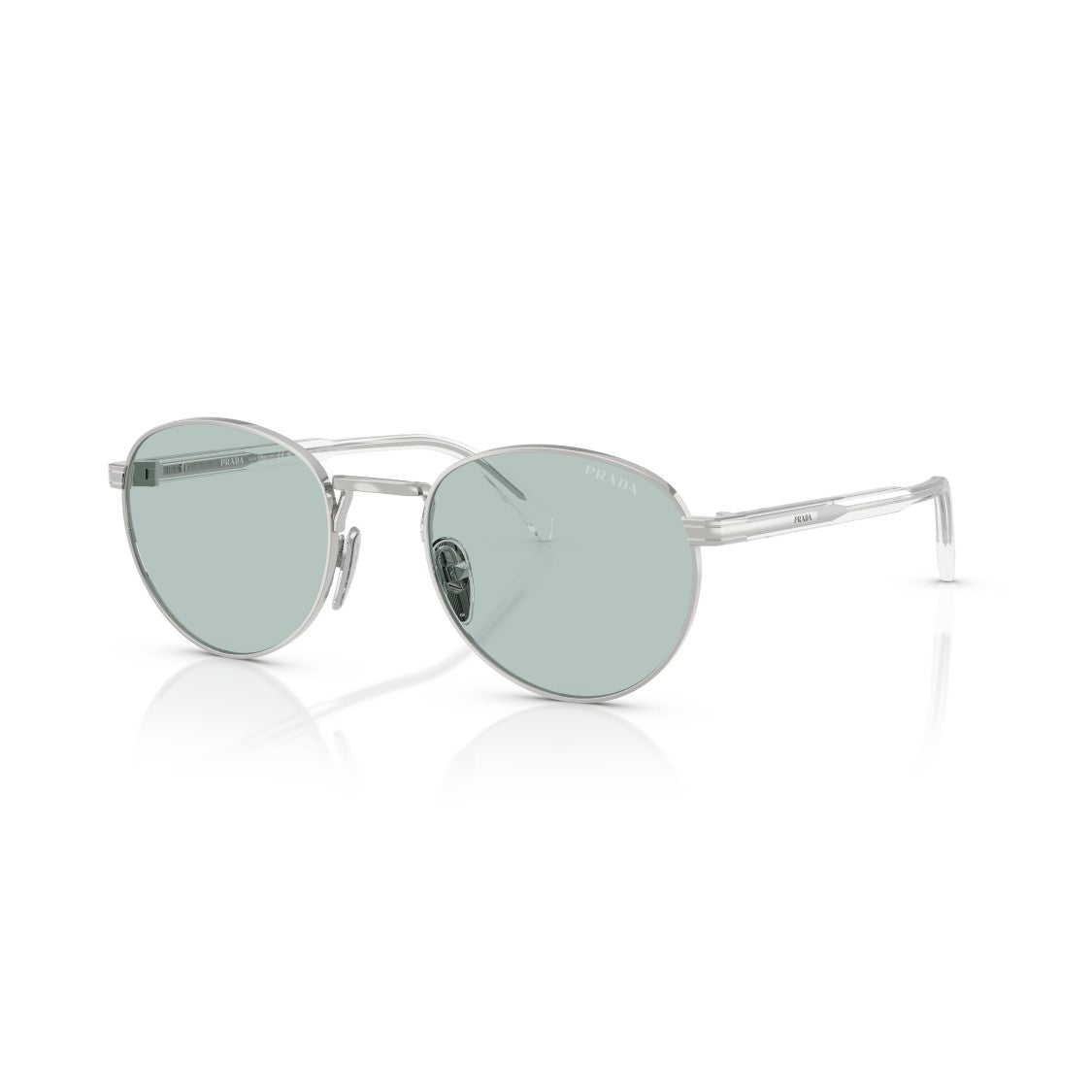Prada 0Pr B51s Polished Silver Metal Frame Sunglasses