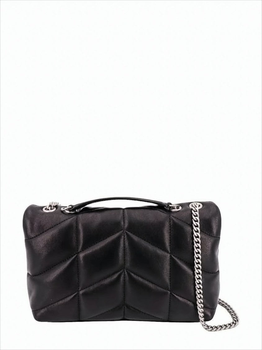 Saint Laurent Quilted Lambskin Shoulder Bag With Silver-Tone Chain Strap