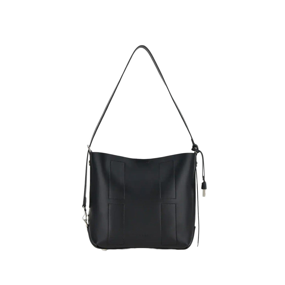 Hogan Structured Black Leather Hobo Bag
