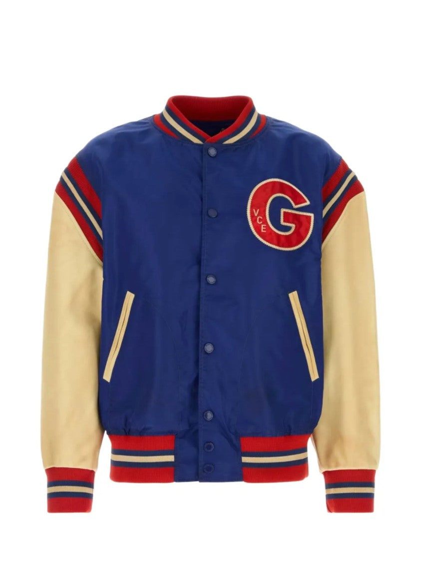 Golden Goose Blue Nylon Varsity Bomber Jacket