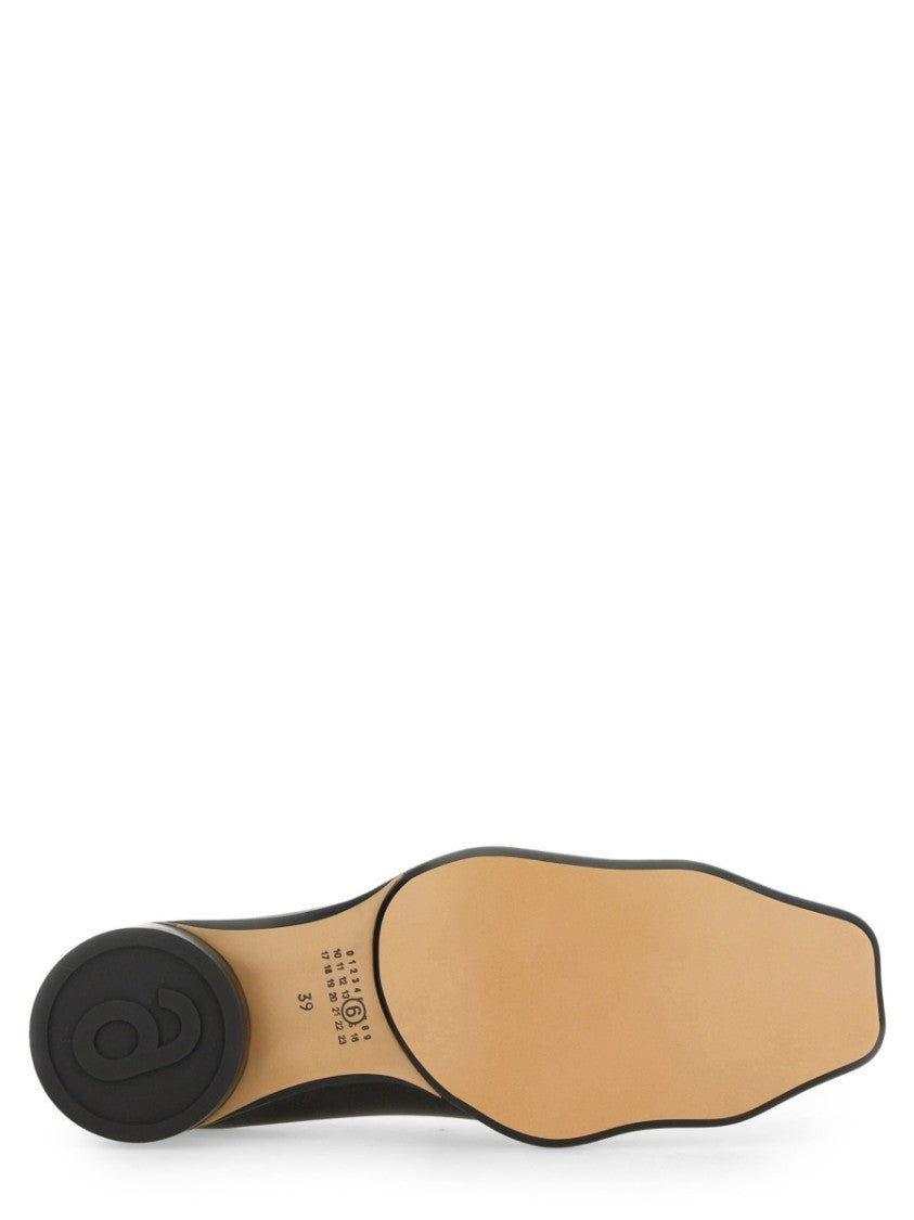 Mm6 By Maison Margiela Pointed Toe Leather Ballerina Flats