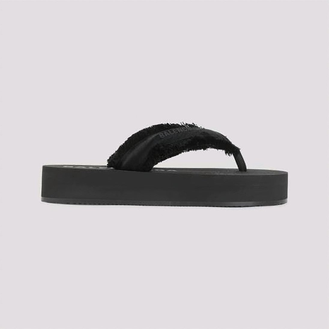 Balenciaga Black Thong-Style Frayed Edge Platform Sandals