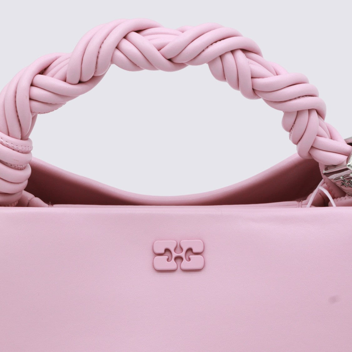 Ganni Pastel Pink Handbag With Geometric Shape And Twisted Handle