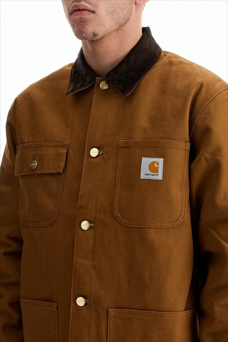 Carhartt Wip Workwear-Inspired Brown Cotton Jacket With Corduroy Collar