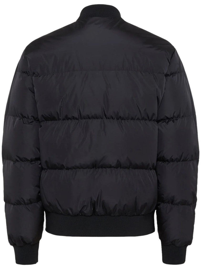 Dsquared2 Classic Black Puffer Bomber Jacket With Ribbed Cuffs