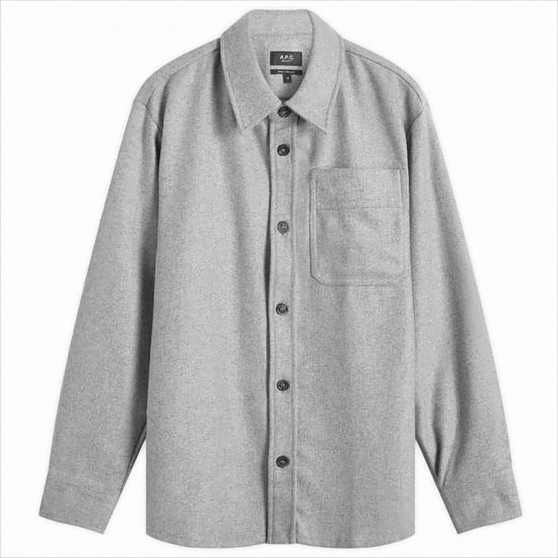 A.P.C. Classic Grey Long-Sleeve Shirt With Button-Down Front And Chest Pocket