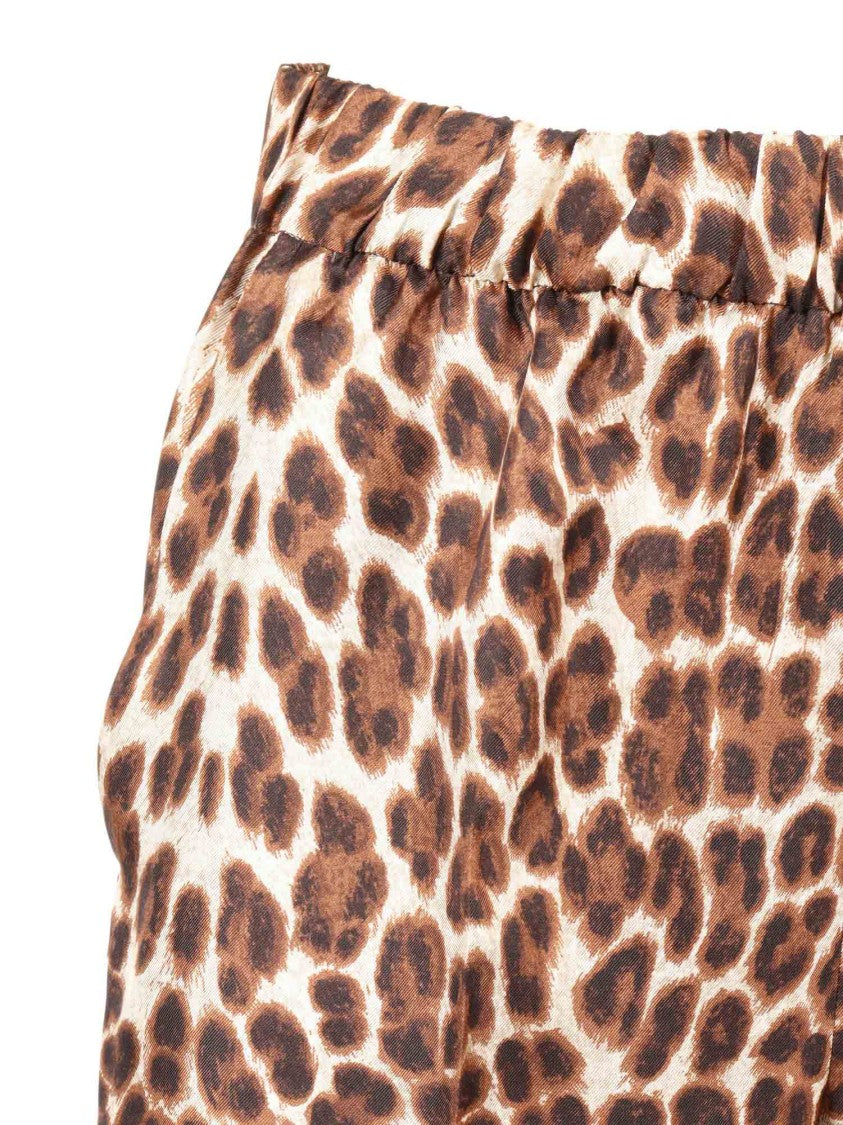 P.A.R.O.S.H. Relaxed Fit Leopard Print Silk Pants