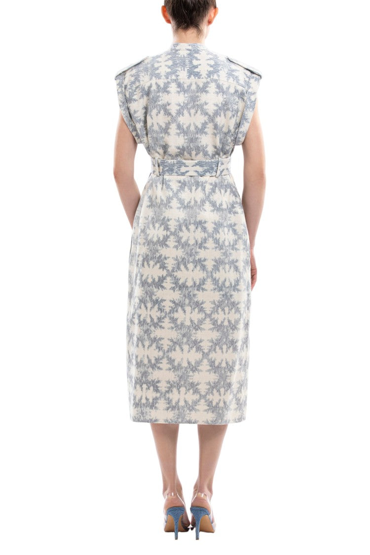 Saiid Kobeisy Structured Midi Linen Dress With Detachable Belt And Buttoning Tab