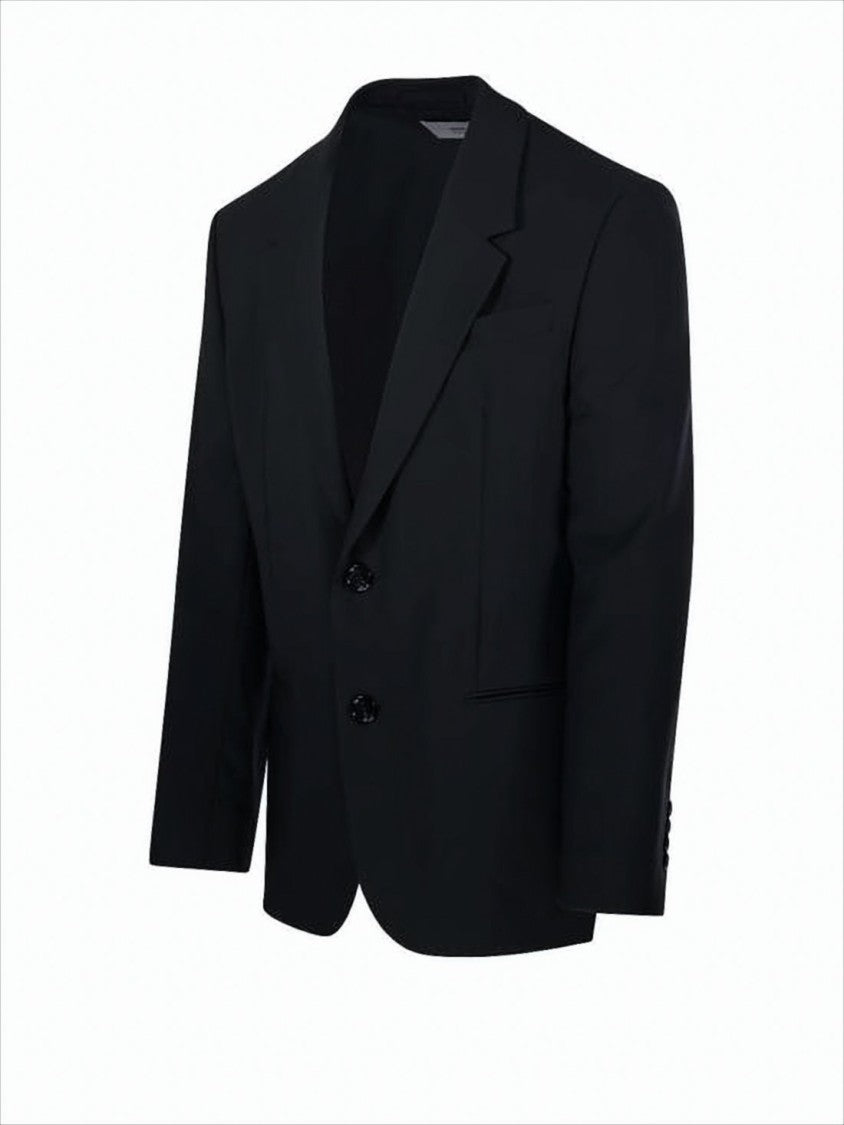 Ami Paris Tailored Black Wool Suit Jacket With Notched Lapel