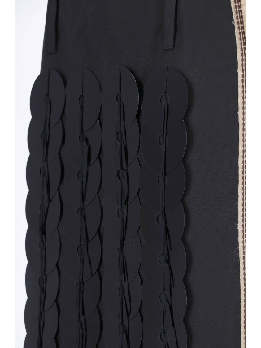 Marni Black Oversized Round Sequin Panel Midi Skirt