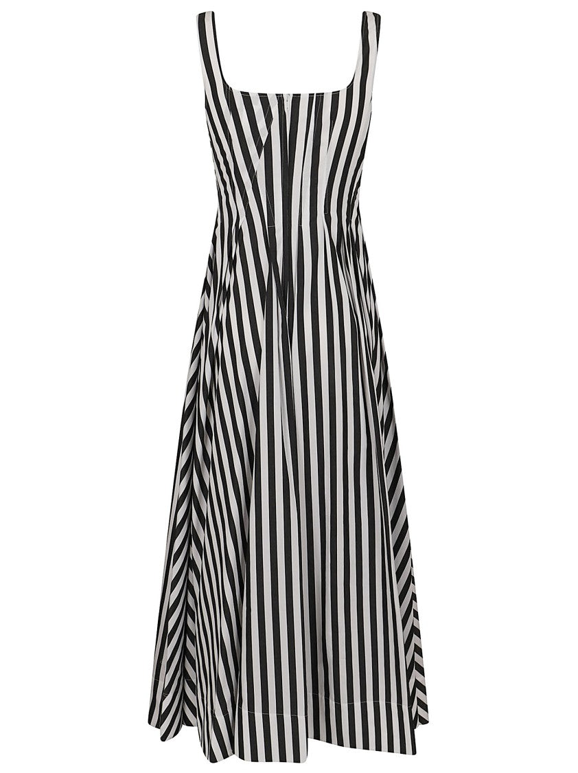 Max Mara Fit And Flare Midi Dress With Geometric Stripes