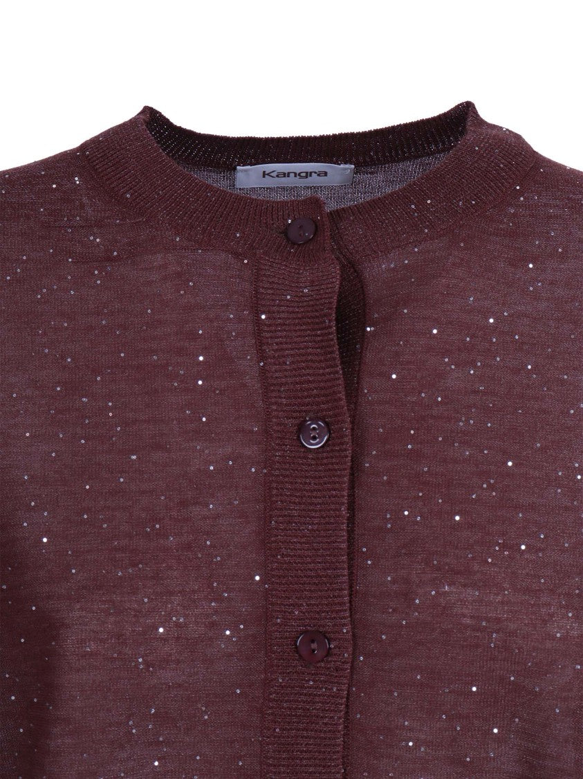 Kangra Cashmere Cropped Button Sequined Cardigan