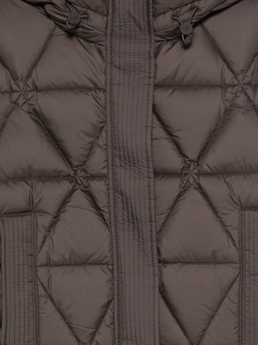 K-Way Quilted Black And Green Down Coat