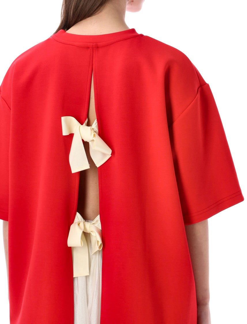 The Garment Open-Back Tee With Playful Bow Detail