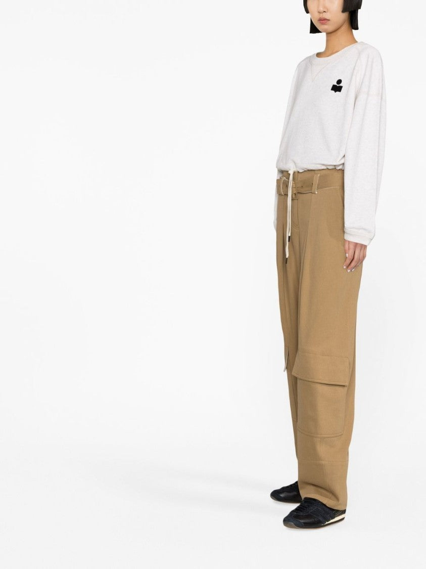 Isabel Marant Étoile Cropped Beige Sweatshirt With Logo Print