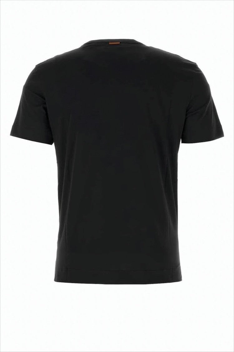 Ermenegildo Zegna Minimalist Black T-Shirt With Subtle Logo Detail