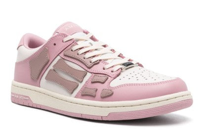 Amiri Blush Pink Calf Leather Panelled Sneakers With Embossed Detailing