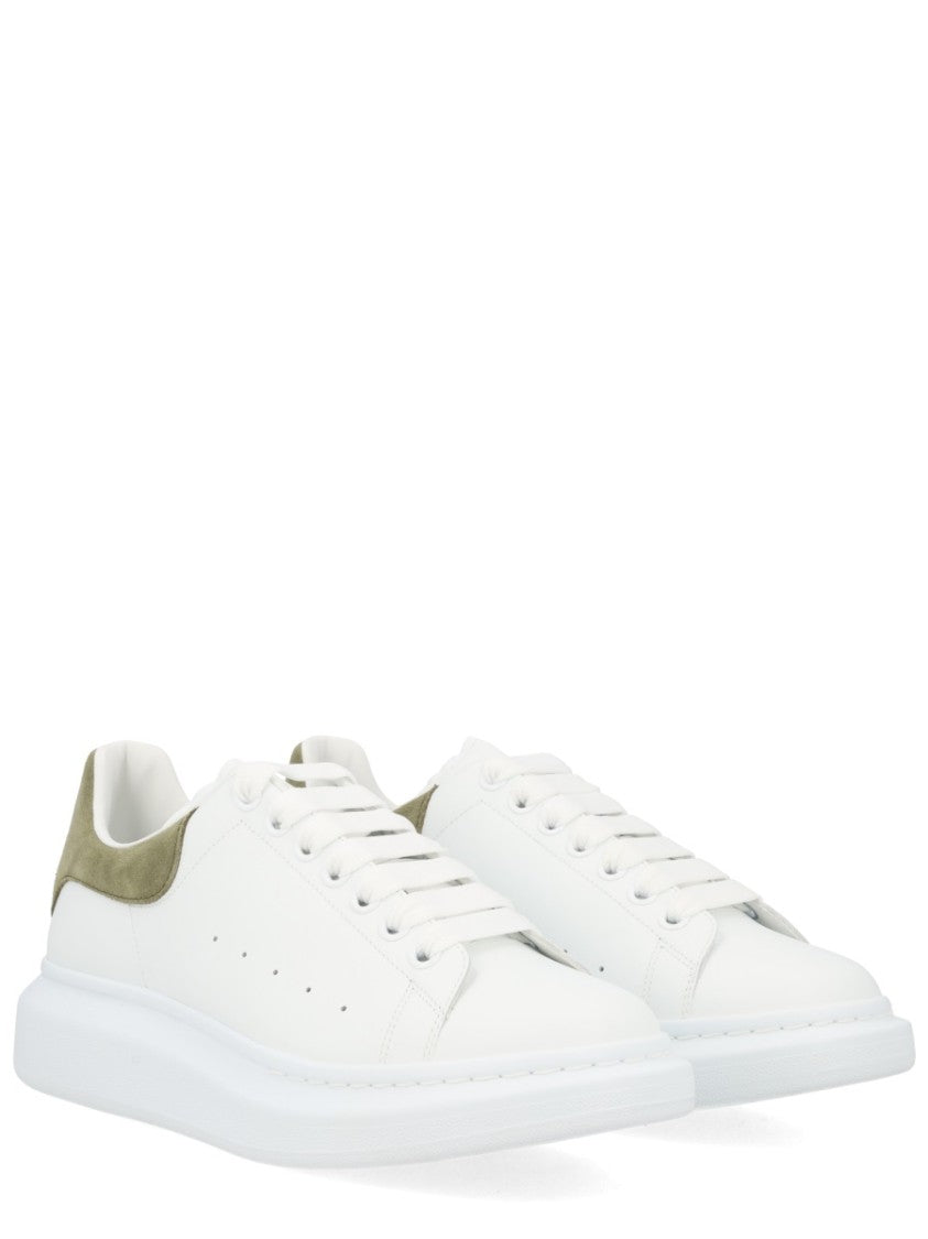 Alexander Mcqueen Neutrals Oversize Olive Suede Heel Sneakers