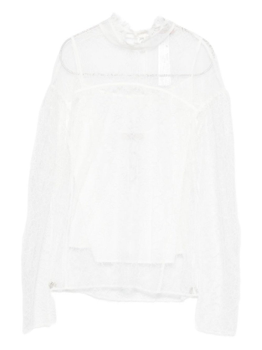 Twin-Set Delicate Long-Sleeve Sheer Lace Shirt