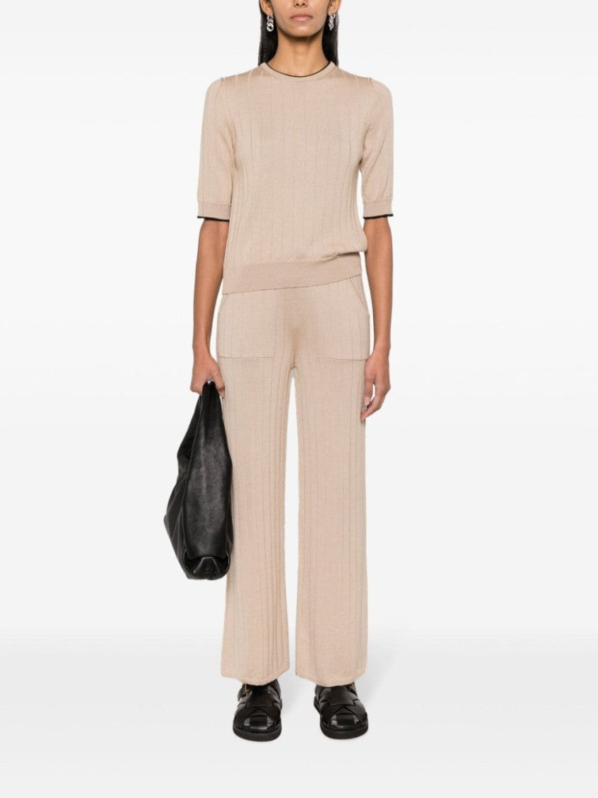 Lorena Antoniazzi Straight-Leg Ribbed-Knit Trousers