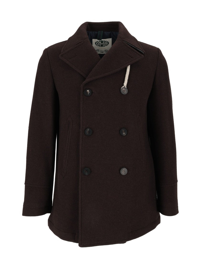 Camplin Island - S Rope Detail Double-Breasted Wool Peacoat