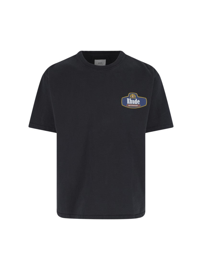 Rhude Black Graphic Print Cotton T-Shirt