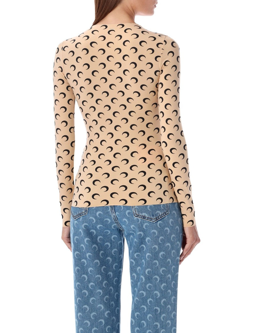 Marine Serre Moon Round Neck Second Skin Top