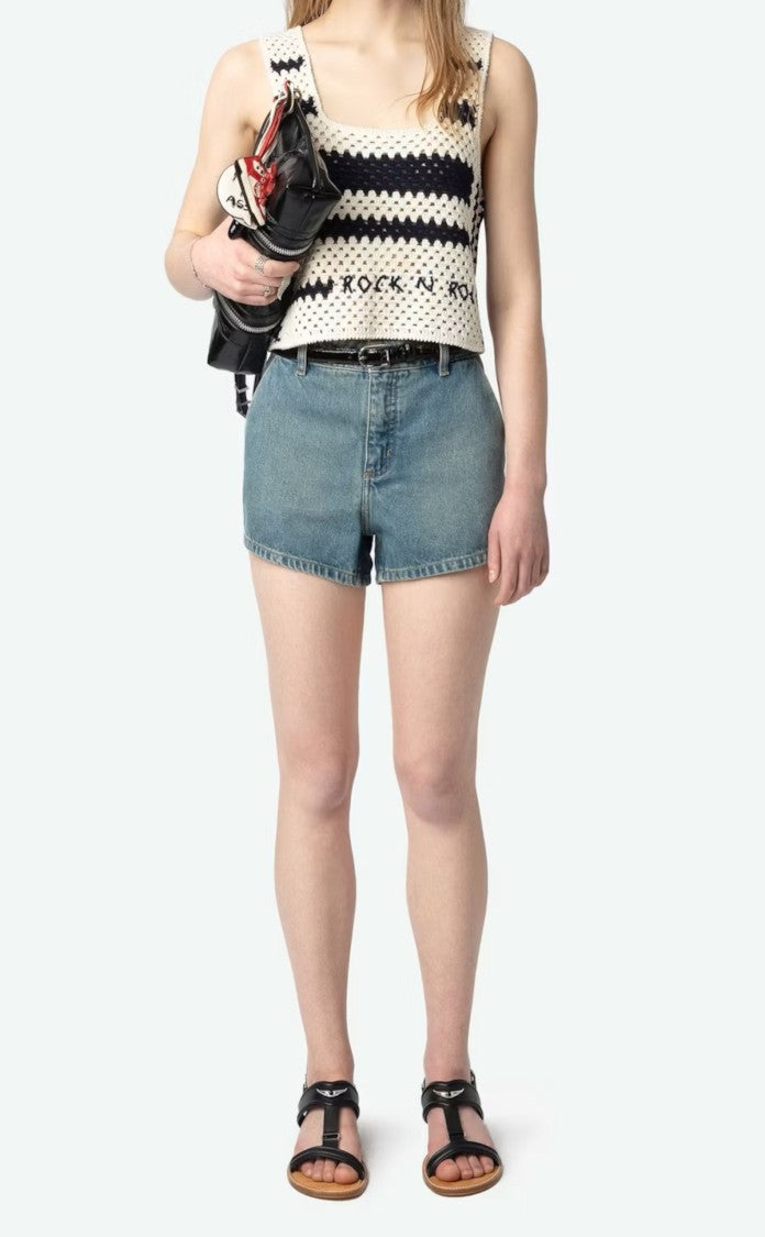 Zadig & Voltaire Cropped Knit Top With Striped Pattern