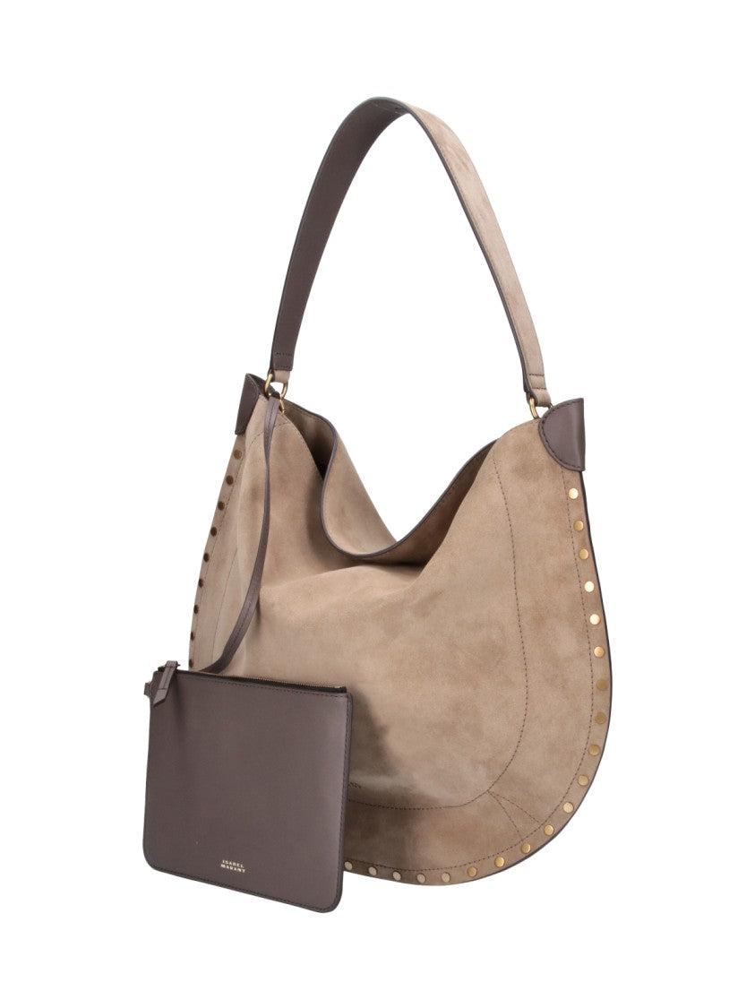 Isabel Marant Taupe Oksan Soft Suede Studded Hobo Bag