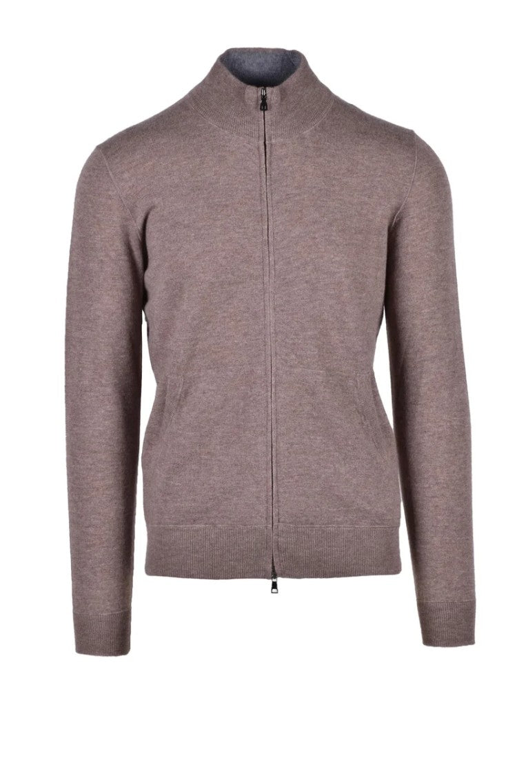 Fama Merino Wool Cardigan - Brown