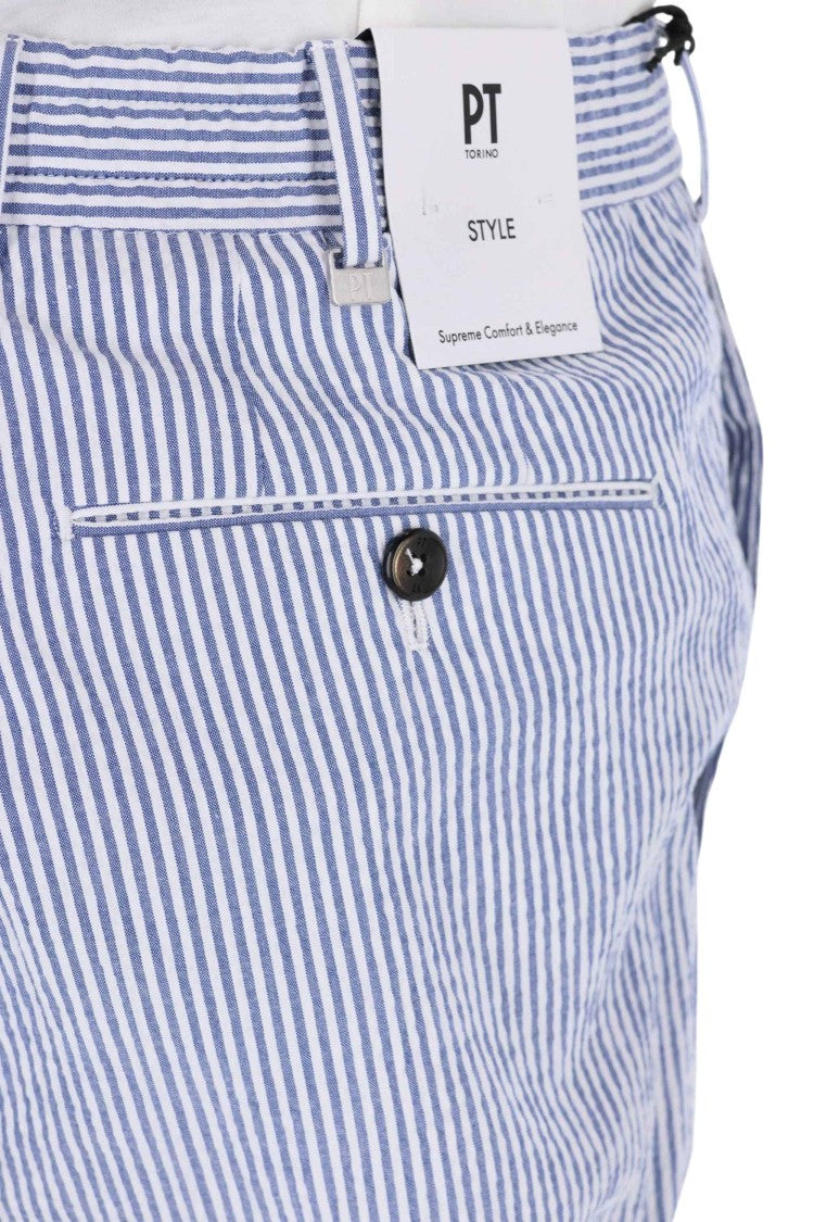 Pt Torino Striped Seersucker Slim Fit Pants
