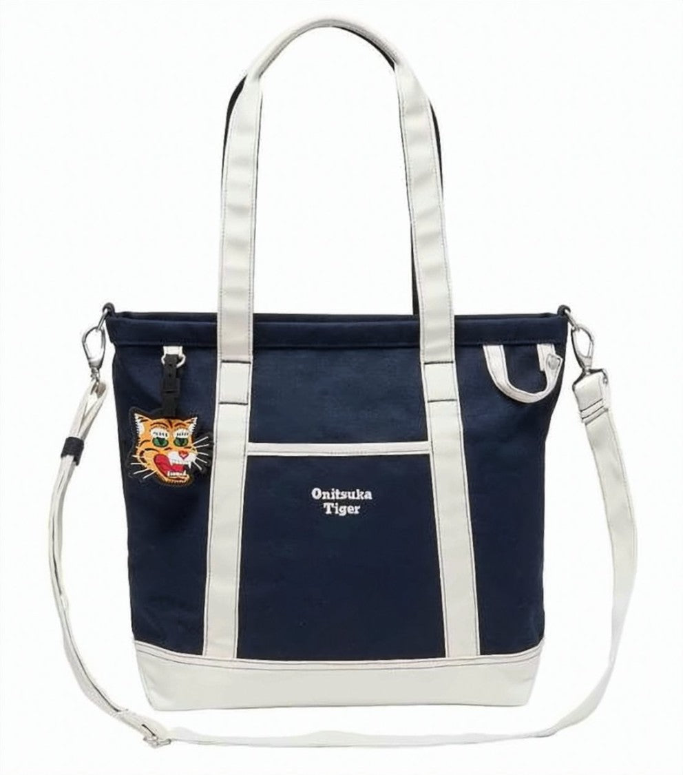 Onitsuka Tiger Rectangular Cotton Tote Bag With Embroidered Charm