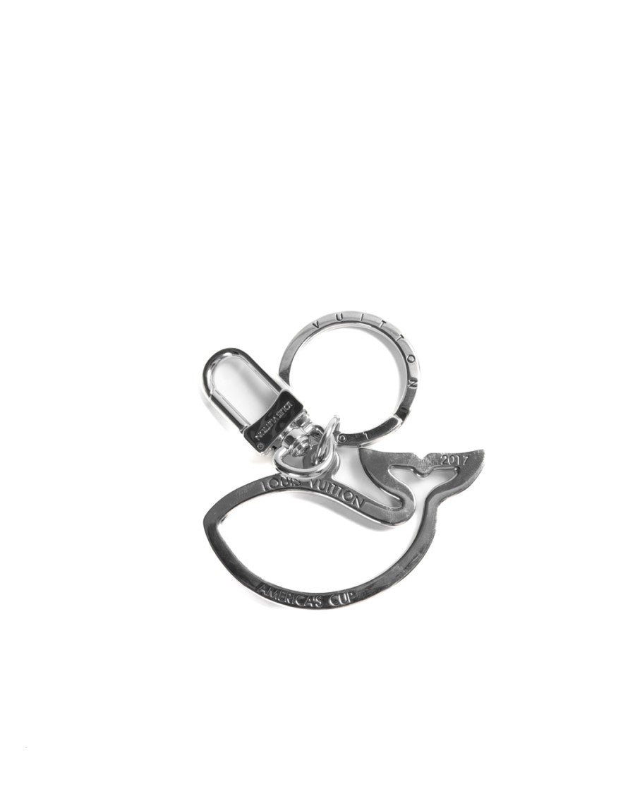 Louis Vuitton Silver Whale Engraved Metal Keychain