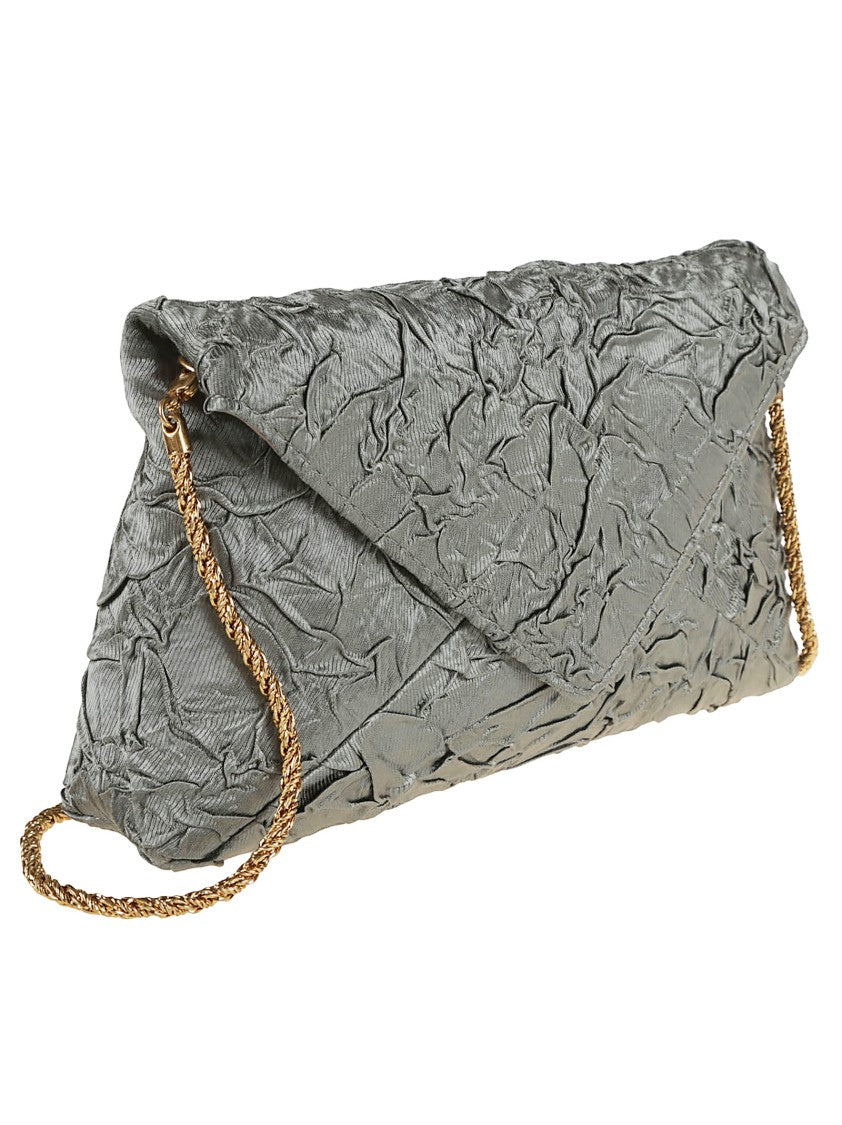 Dries Van Noten Pleated Light Blue Cotton Clutch Bag