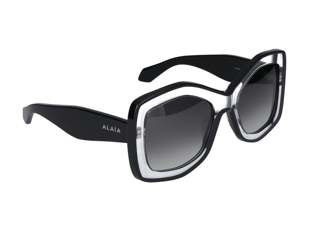 Azzedine Alaïa Black Translucent Crystal Oversized Square Sunglasses
