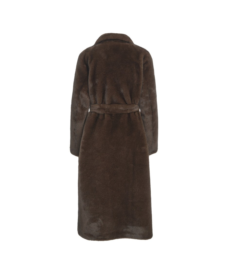 Bully Midi-Length Faux Fur Coat With Classic Collar