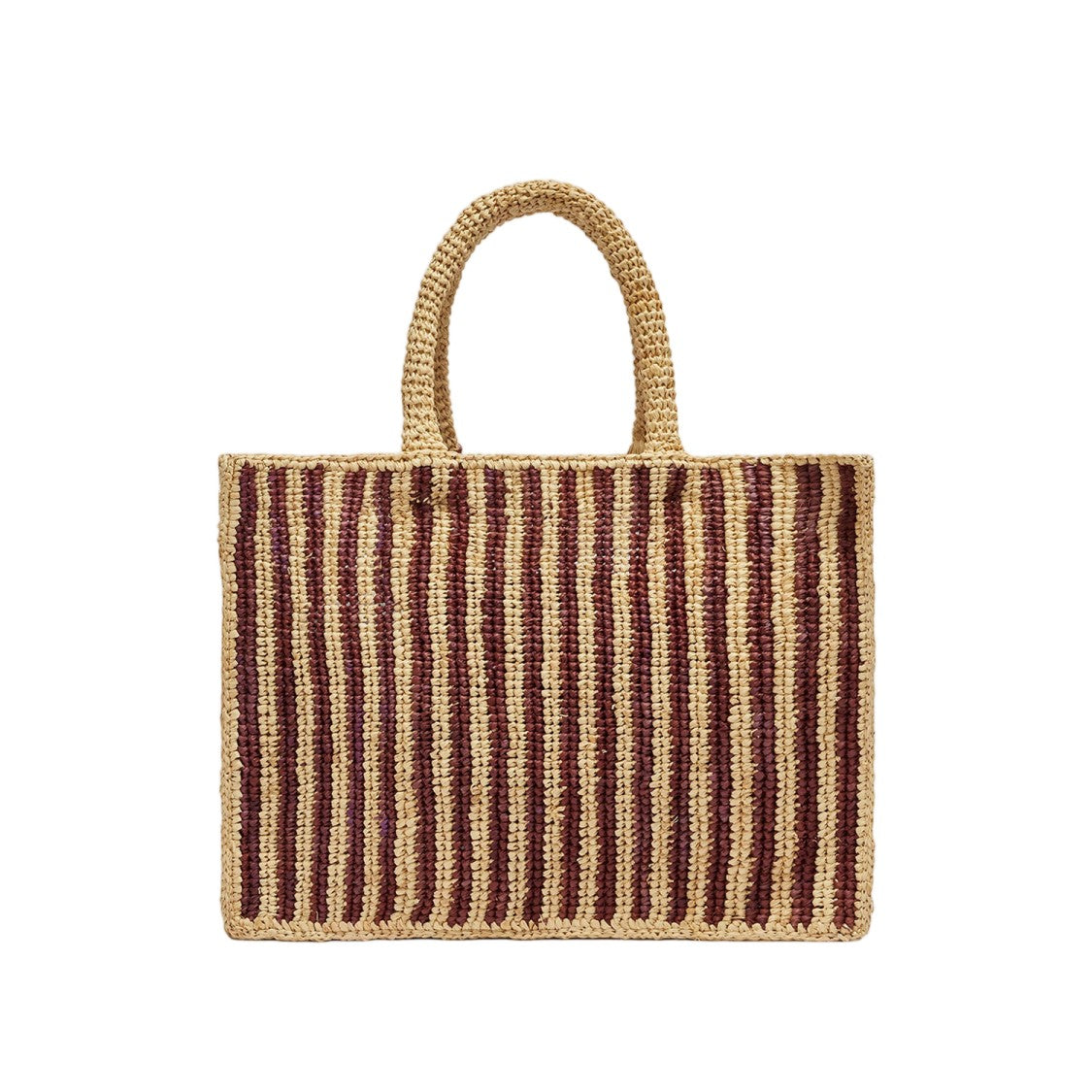 Mc2 Saint Barth Rafiya Collette Bag With Striped Pattern And Embroidered Logo