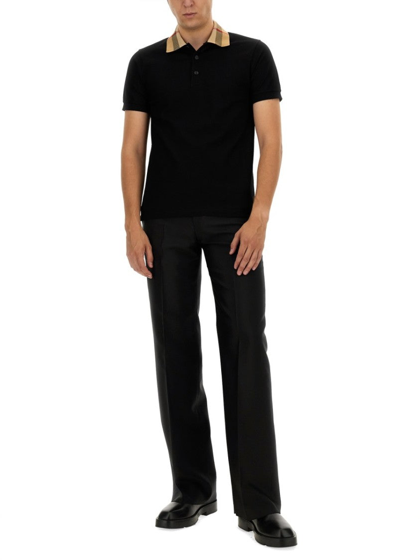 Burberry Cotton Plaid Collar Polo Shirt