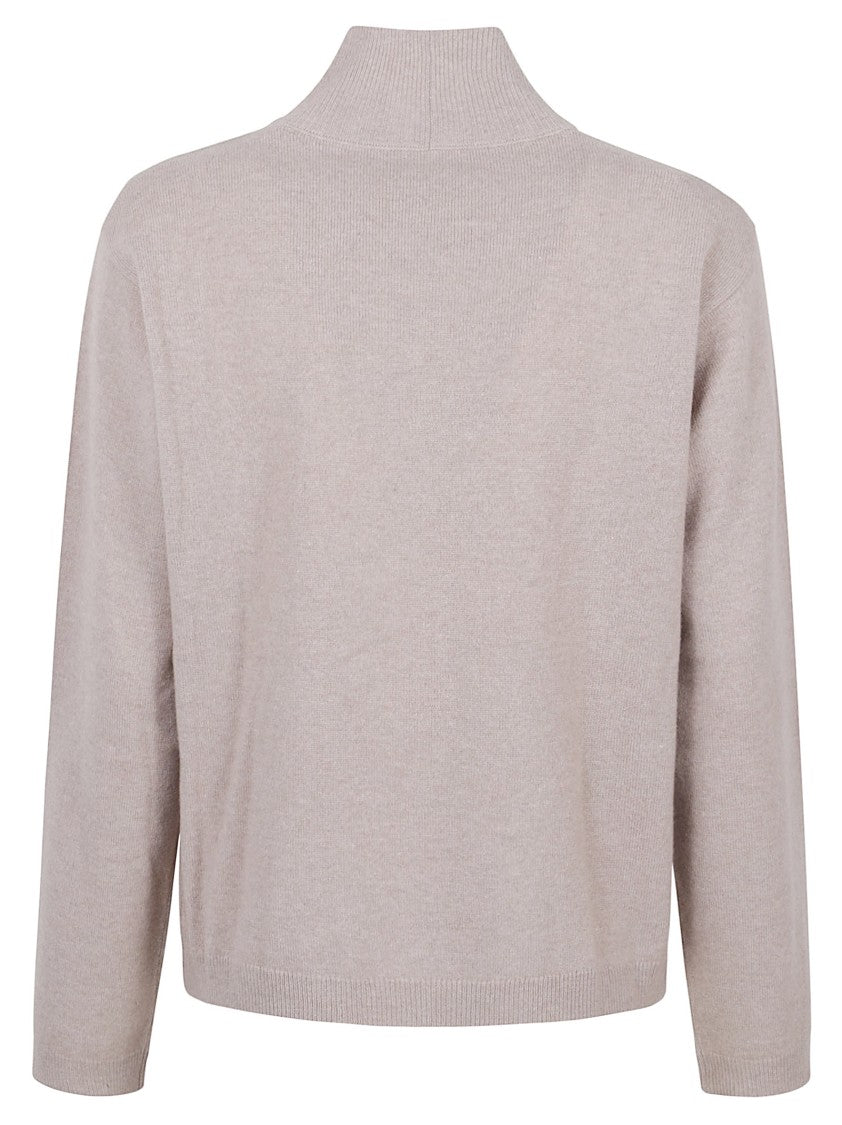 Fabiana Filippi Platinum Wool-Blend Diamond Fringe Turtleneck