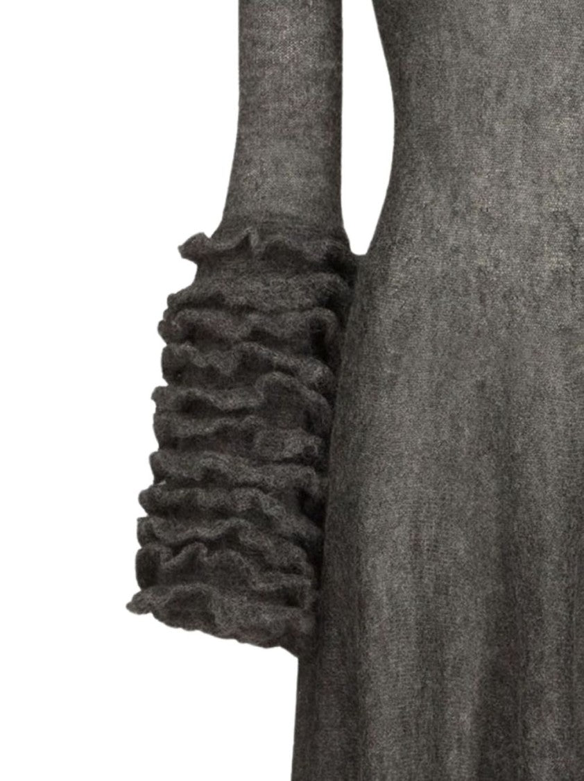 Alaïa Ruffled Sleeve Fit And Flare Midi Dress