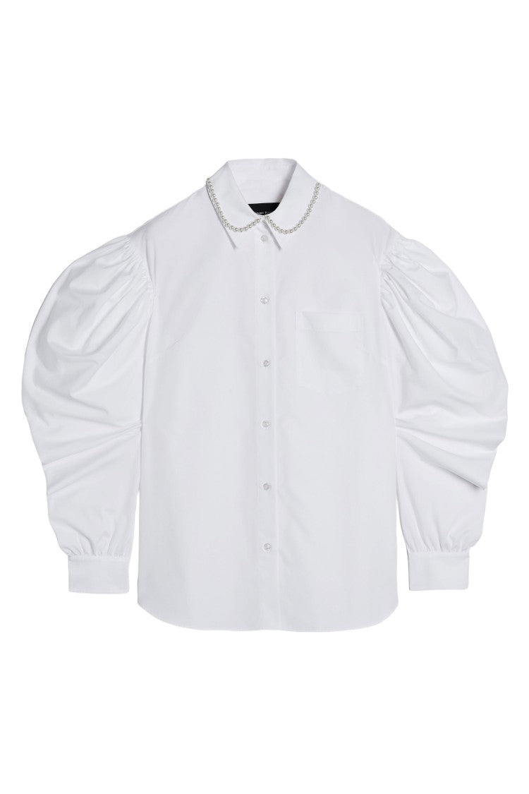 Simone Rocha Draped Sleeve Long-Sleeved Top With Embroidered Pearl Collar