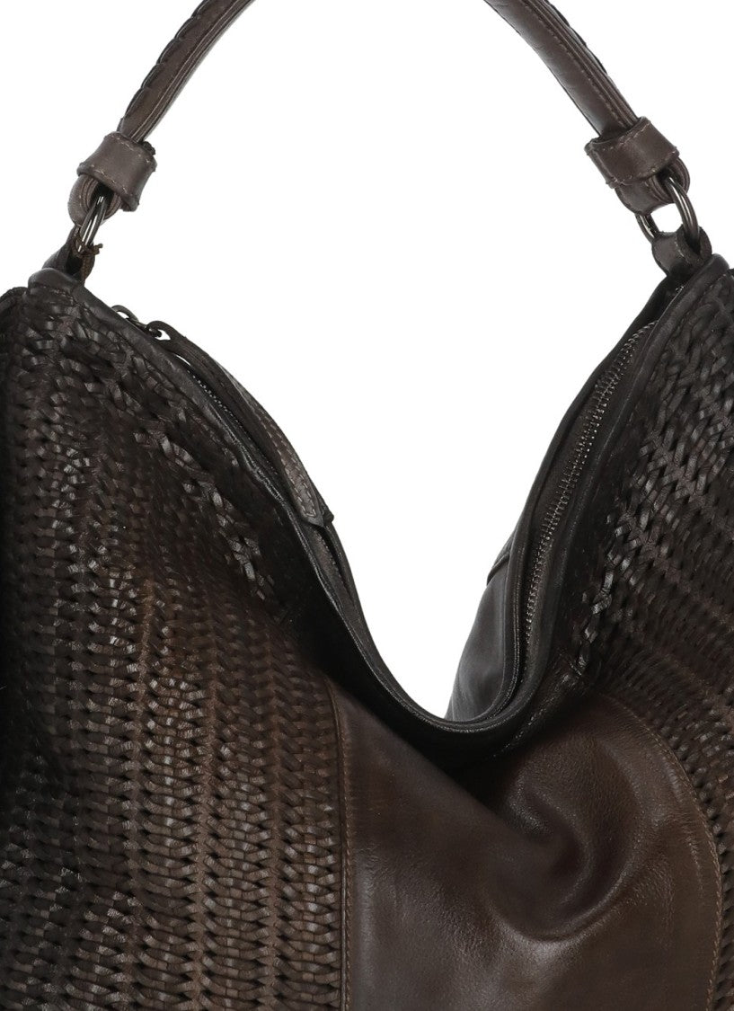 Reptile's House Brown Reptile's House Shopping Tote With Braided Pattern And Fringes