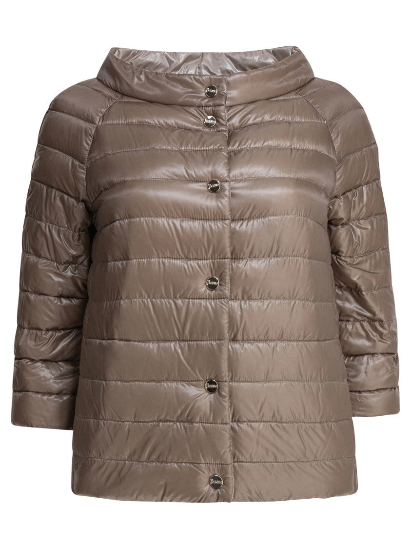 Herno Quilted Beige Jacket With Feather Padding