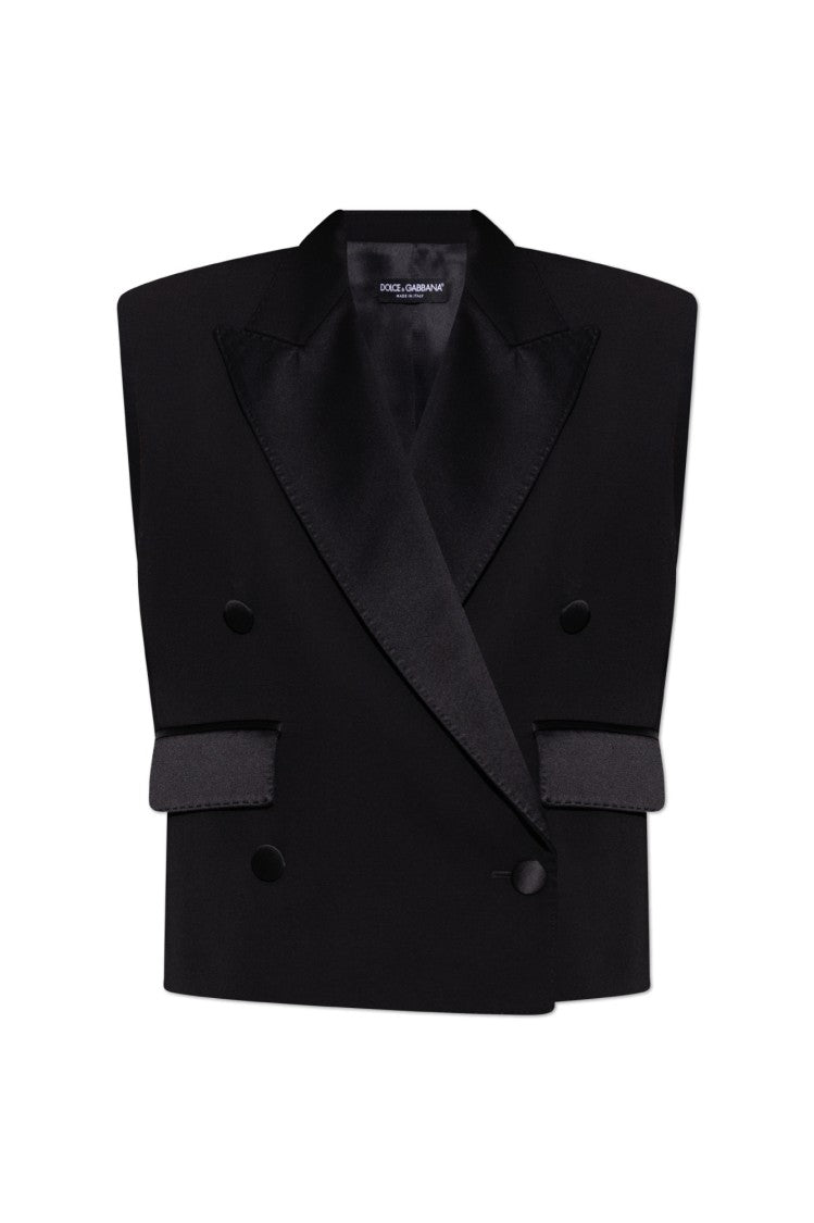 Dolce & Gabbana Tailored Wool Vest With Satin Accents
