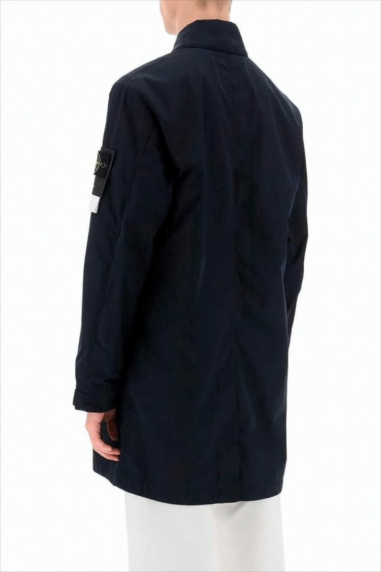Stone Island Black Jacket With Classic Collar