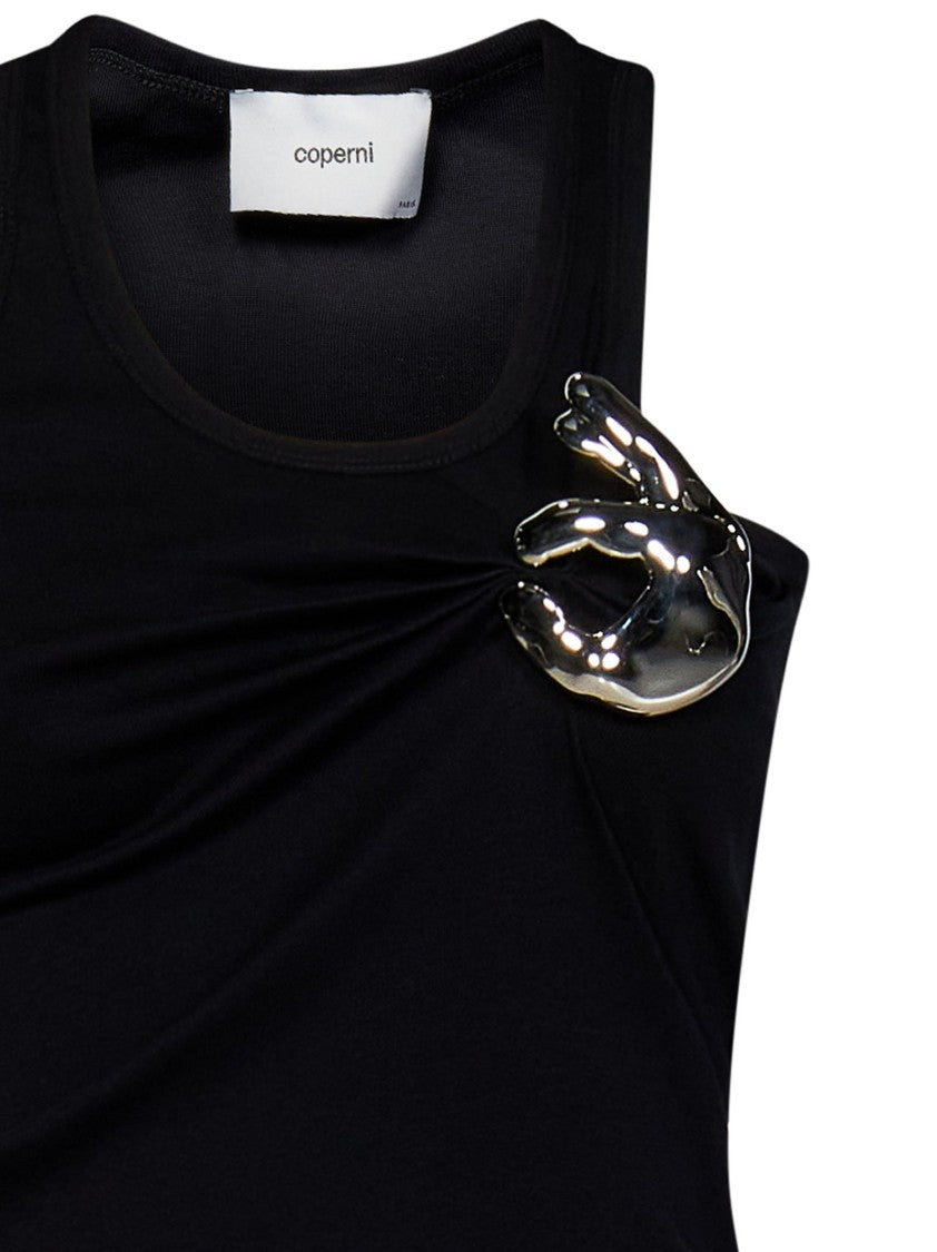 Coperni Sleeveless Fitted Top With Metallic Silver Embellishment