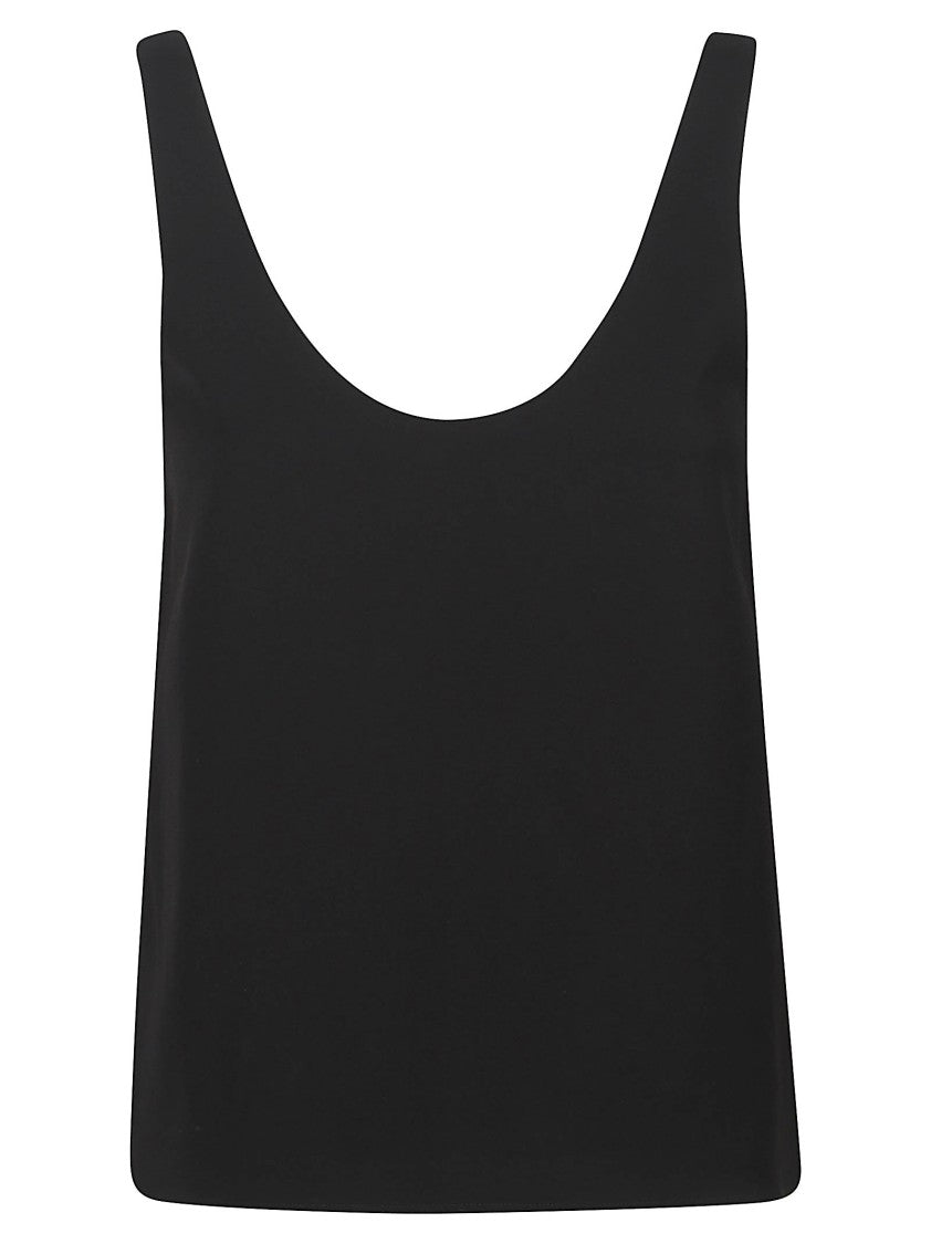 Almada Label Scoop Neck Crepe Top With Sleek Silhouette