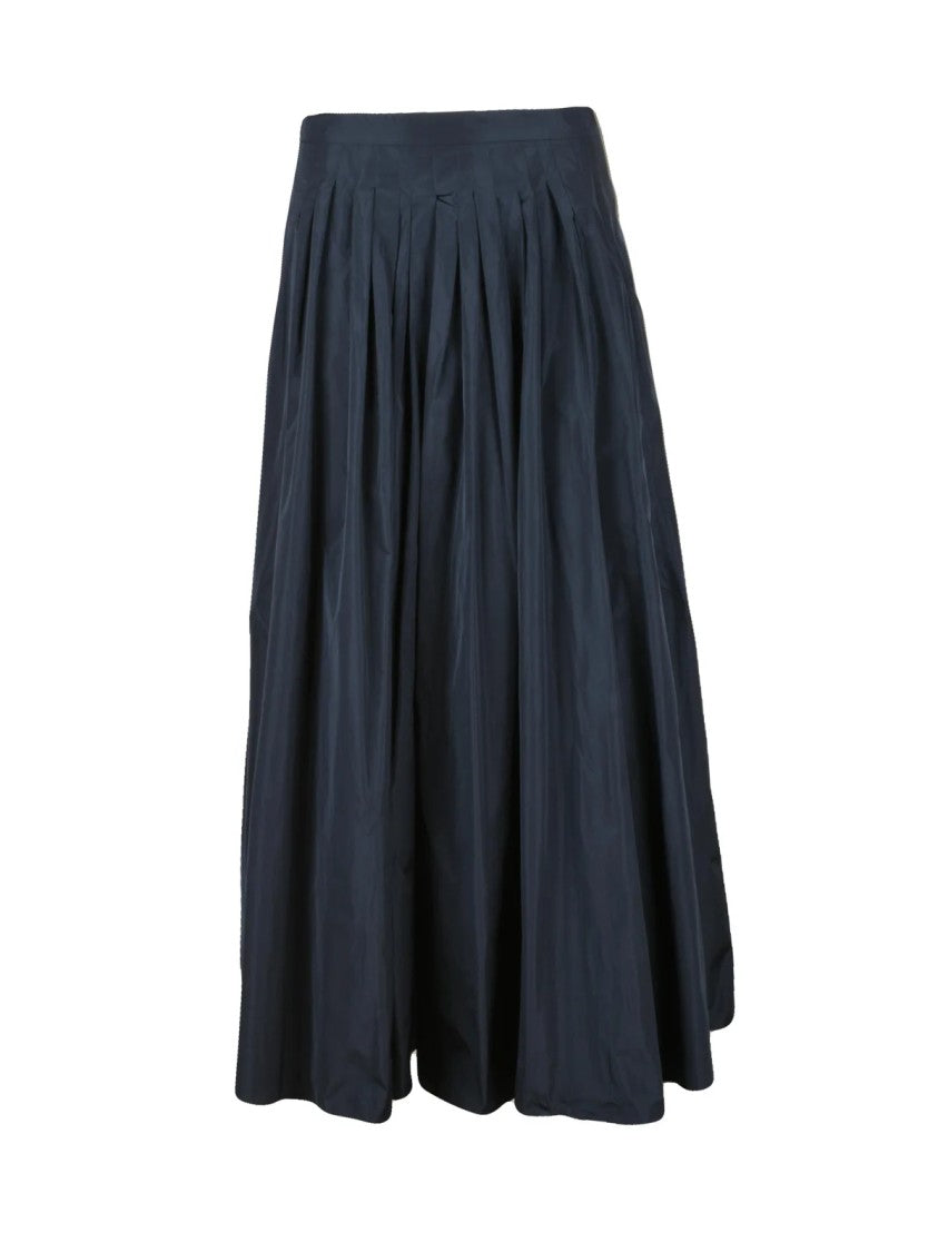 Max Mara Midi Pleated Skirt With Fluid Drape And Side Slit